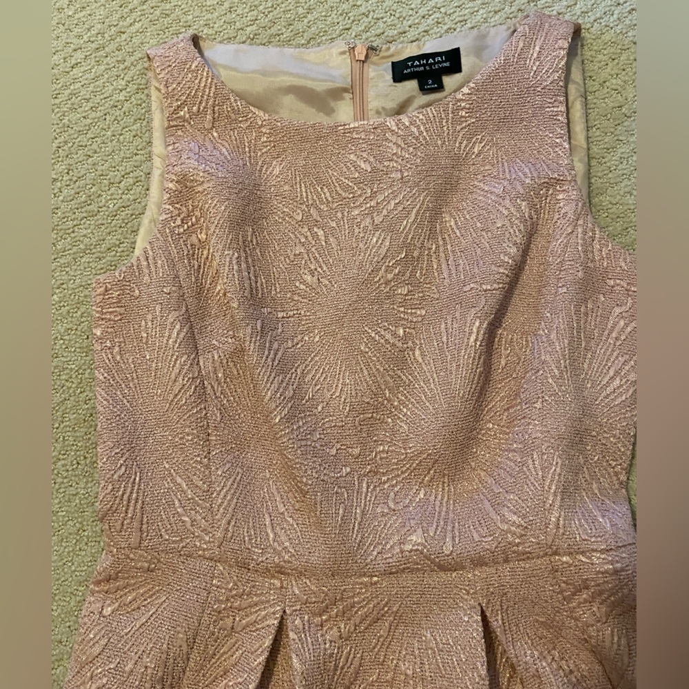 Tahari, NWT, Pink A-line Jacquard Dress, Size 2